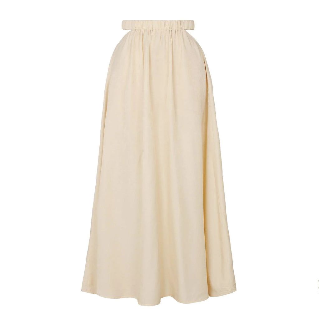 Elise High Waist Hollow Out Cutout Out Solid Long A Line Big Hem Skirt - Vestir en Moda