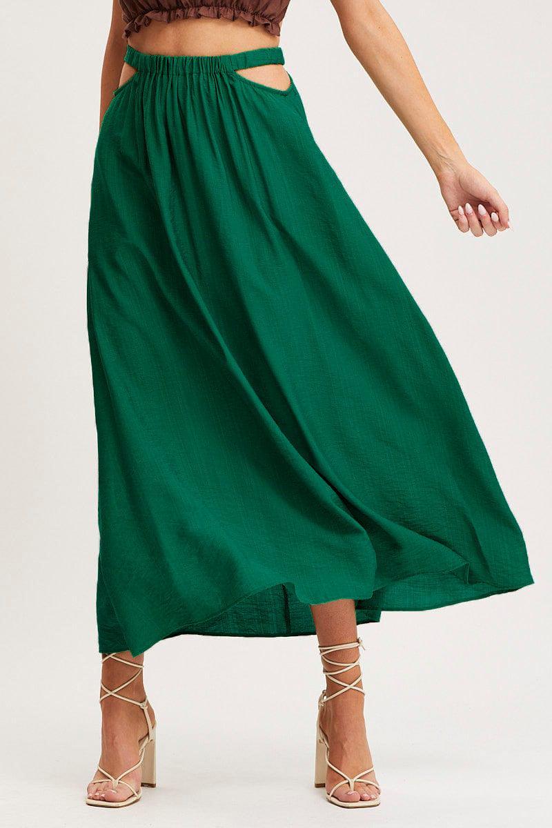 Elise High Waist Hollow Out Cutout Out Solid Long A Line Big Hem Skirt - Vestir en Moda