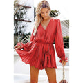 Elisea Waist Controlled Elegant Ladies Belted Ruffle Romper - Vestir en Moda