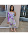 Elizabeth Casual Printed Inclined Shoulder One Sleeve Jumpsuits - Vestir en Moda