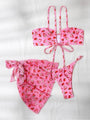 Elizabeth Sexy Strawberry Printed 3 Piece Bikini - Vestir en Moda