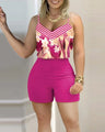 Elizabeth Sexy Striped Floral Strap Sets Two Pieces - Vestir en Moda