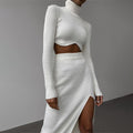 Elizabeth Winter High Turtleneck Irregular Two Piece Sets - Vestir en Moda