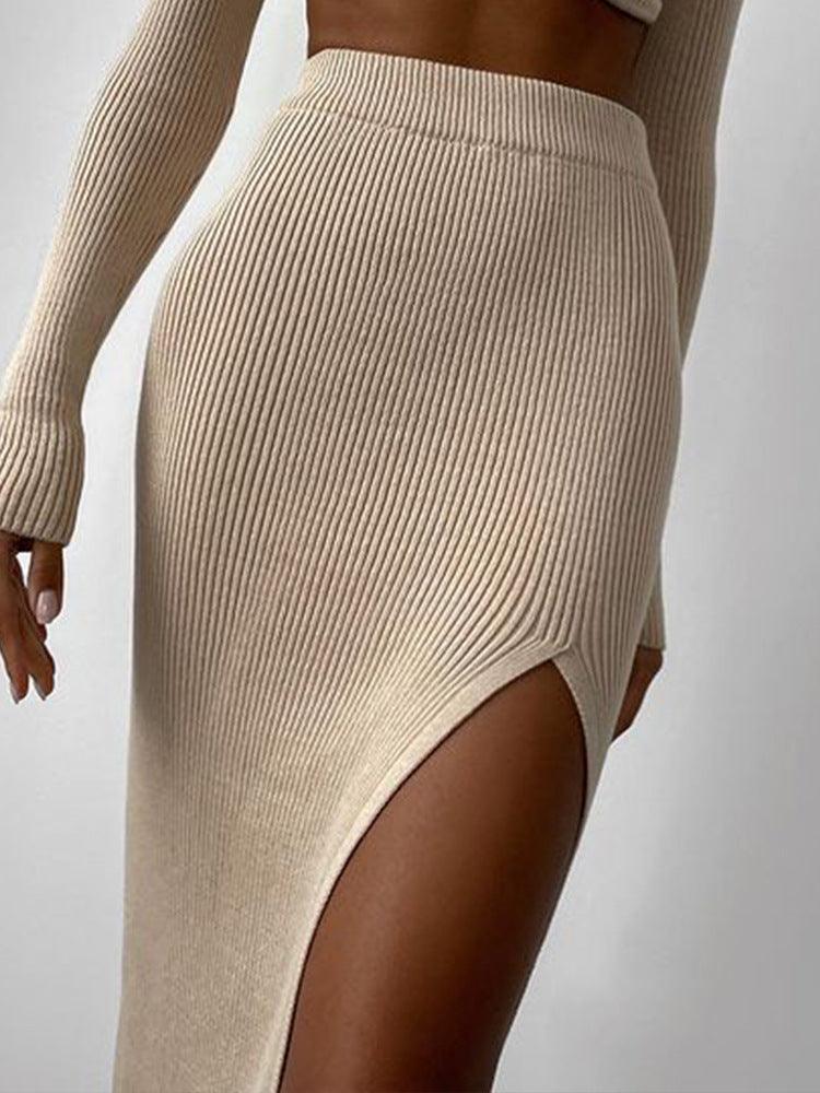 Elizabeth Winter High Turtleneck Irregular Two Piece Sets - Vestir en Moda