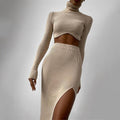 Elizabeth Winter High Turtleneck Irregular Two Piece Sets - Vestir en Moda