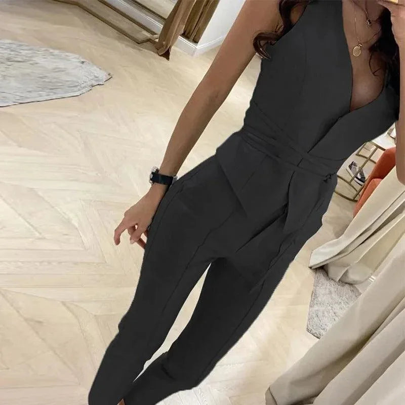 Elizabeth Women Office Look Solid Belted Two Piece Set - Vestir en Moda