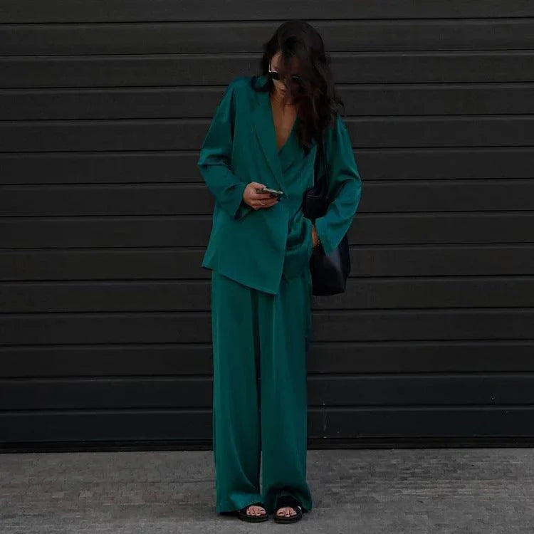 Ella Casual Satin Suit Western Clothing High End Two Piece Sets - Vestir en Moda