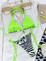 Eloise Sexy Halter Contrast Color Zebra Stripes Bikini - Vestir en Moda