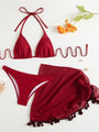 Elora Seductive Red Matching 3 Piece Bikini Sets - Vestir en Moda