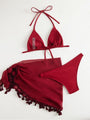 Elora Seductive Red Matching 3 Piece Bikini Sets - Vestir en Moda