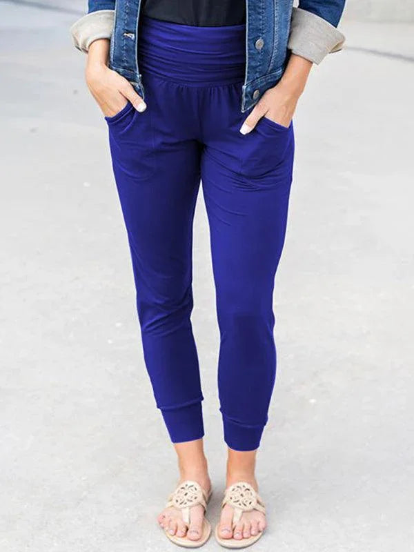 Emelia Solid Color Casual Pocket Wide Waistband Joggers - Vestir en Moda