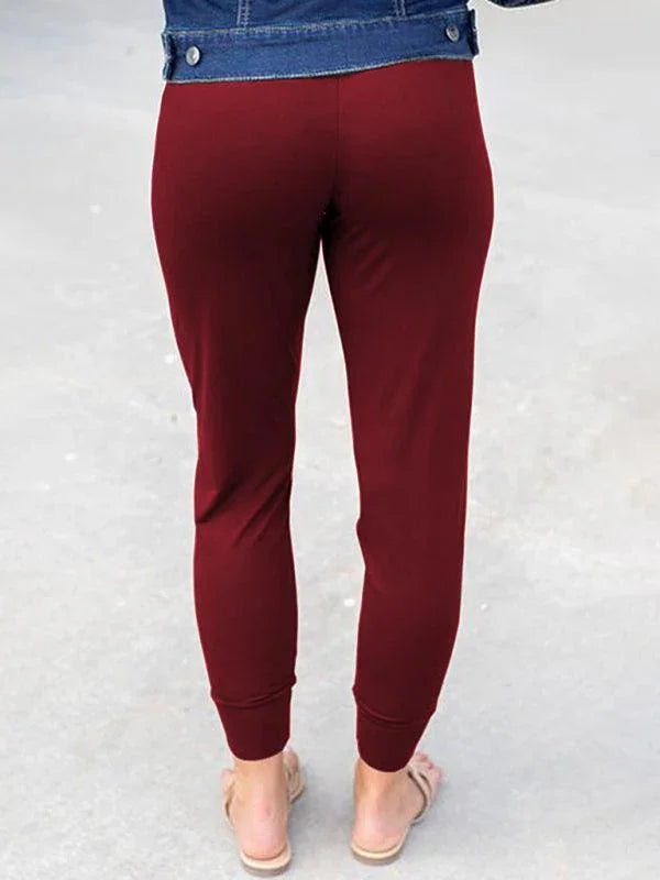Emelia Solid Color Casual Pocket Wide Waistband Joggers - Vestir en Moda