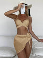 Emery Sexy Bandeau Bathing Suit Push Up Mesh Wrap Solid Swimwear - Vestir en Moda