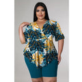 Emily Bohemia Printed Sexy Outfits Plus Size Women V Neck Outfit - Vestir en Moda