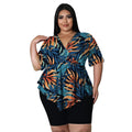 Emily Bohemia Printed Sexy Outfits Plus Size Women V Neck Outfit - Vestir en Moda