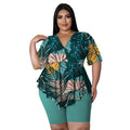 Emily Bohemia Printed Sexy Outfits Plus Size Women V Neck Outfit - Vestir en Moda
