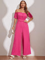 Emily Fashion Ruched Ruffled Off Shoulder Jumpsuit - Vestir en Moda