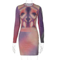Emily New Fashion Print Round Neck Long Sleeve Slim Fit Sets - Vestir en Moda
