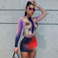 Emily New Fashion Print Round Neck Long Sleeve Slim Fit Sets - Vestir en Moda