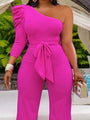 Emily New Puff Sleeve Tie Wrap Loose Jumpsuit - Vestir en Moda