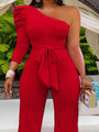 Emily New Puff Sleeve Tie Wrap Loose Jumpsuit - Vestir en Moda