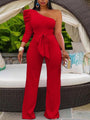 Emily New Puff Sleeve Tie Wrap Loose Jumpsuit - Vestir en Moda
