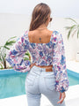 Emily V-Neck Long Sleeve Printed Crop Blouse - Vestir en Moda