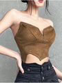 Emma Sexy V-Neck Solid Color Patchwork Tops - Vestir en Moda