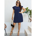 Emma Summer Polka Dot Ruffled Dark Blue Dress - Vestir en Moda