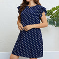 Emma Summer Polka Dot Ruffled Dark Blue Dress - Vestir en Moda