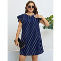 Emma Summer Polka Dot Ruffled Dark Blue Dress - Vestir en Moda