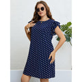 Emma Summer Polka Dot Ruffled Dark Blue Dress - Vestir en Moda