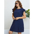 Emma Summer Polka Dot Ruffled Dark Blue Dress - Vestir en Moda