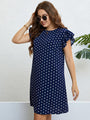 Emma Summer Polka Dot Ruffled Dark Blue Dress - Vestir en Moda