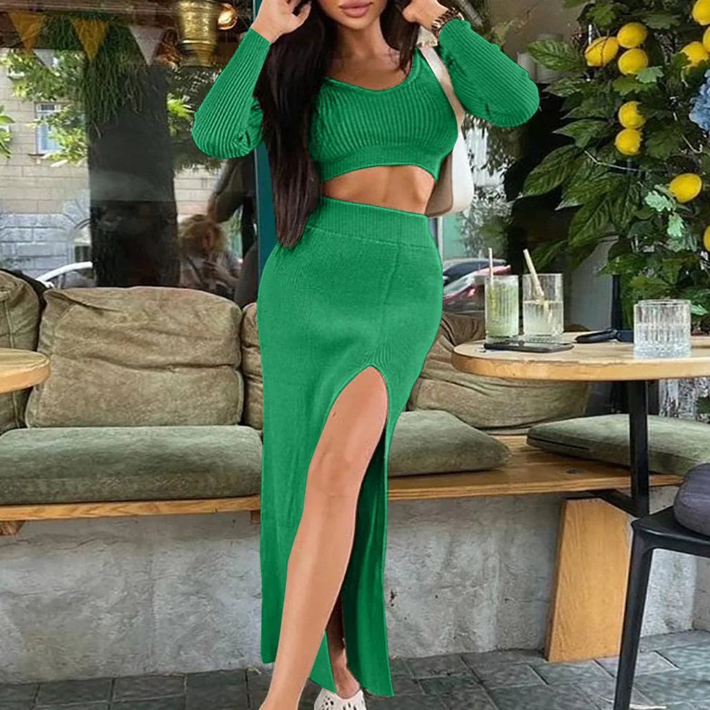 Emma Thread Slit Slim Fit Two Piece sets - Vestir en Moda