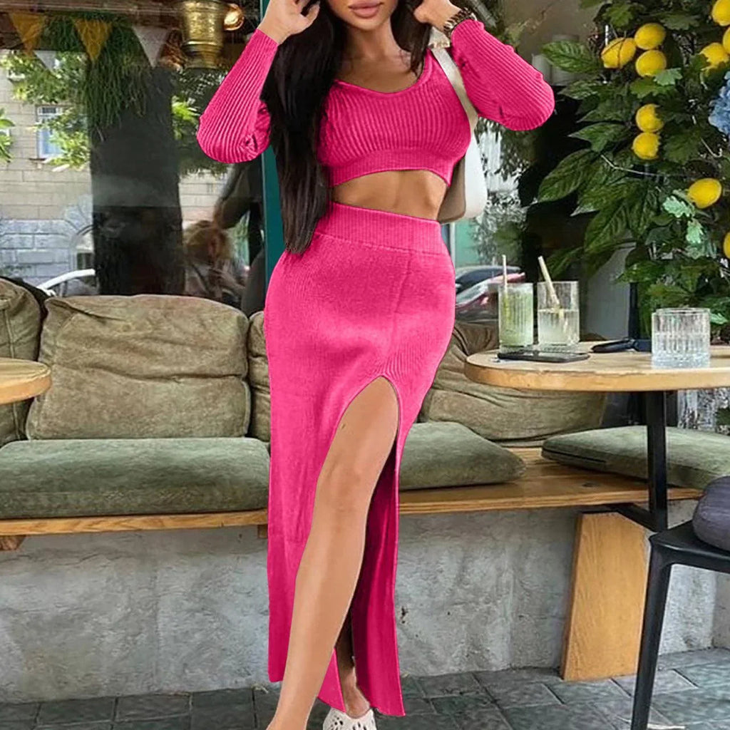 Emma Thread Slit Slim Fit Two Piece sets - Vestir en Moda