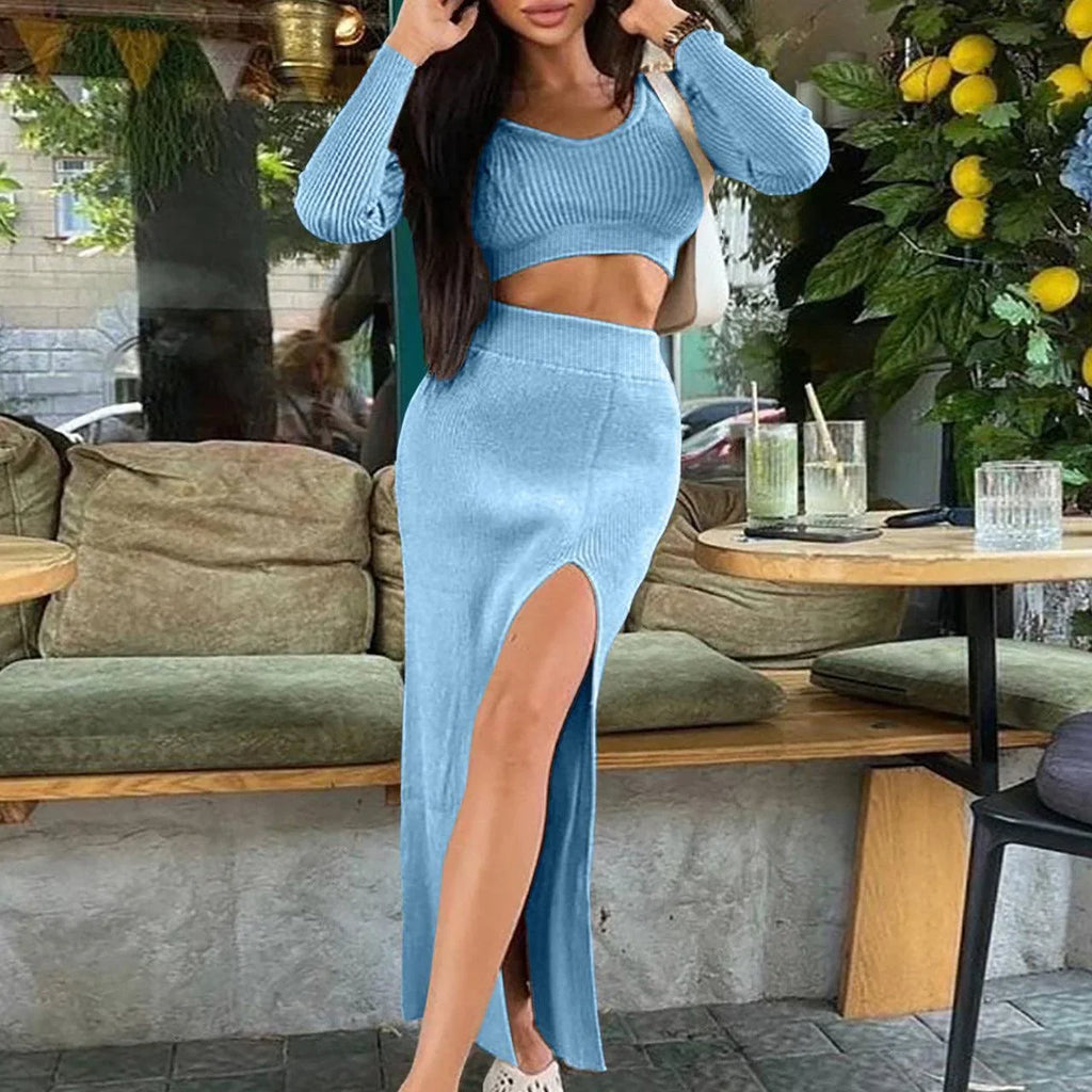 Emma Thread Slit Slim Fit Two Piece sets - Vestir en Moda