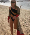 Emmy One Piece Push-up Padded Bathing Suit Beach Monokini Stripe Skinny Bikini - Vestir en Moda