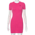 Erica Solid Color Embroidered Tight Sheath Short Dress - Vestir en Moda