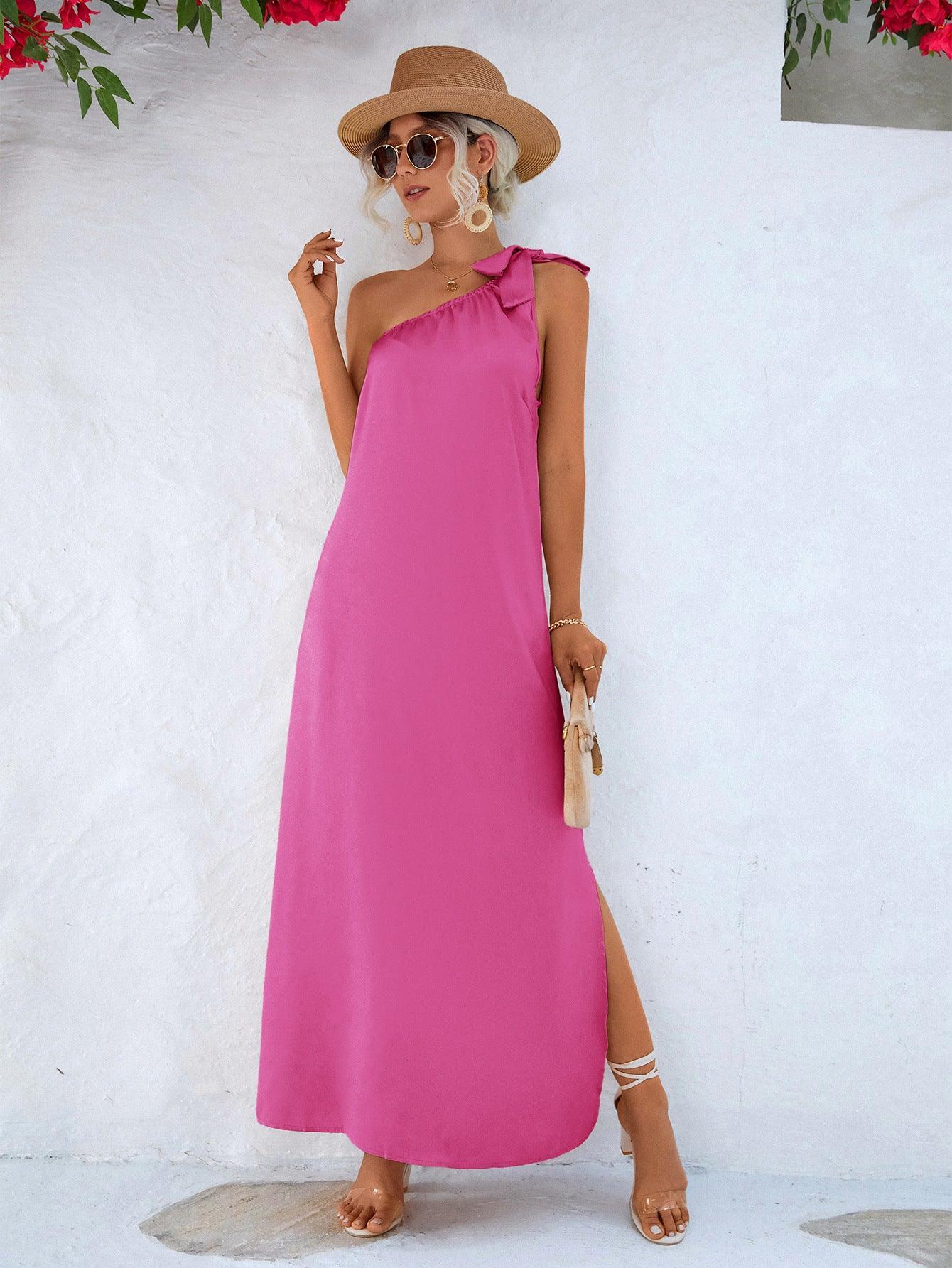 Erica Spring Summer Eaby Oblique Shoulder Tied Dresses - Vestir en Moda