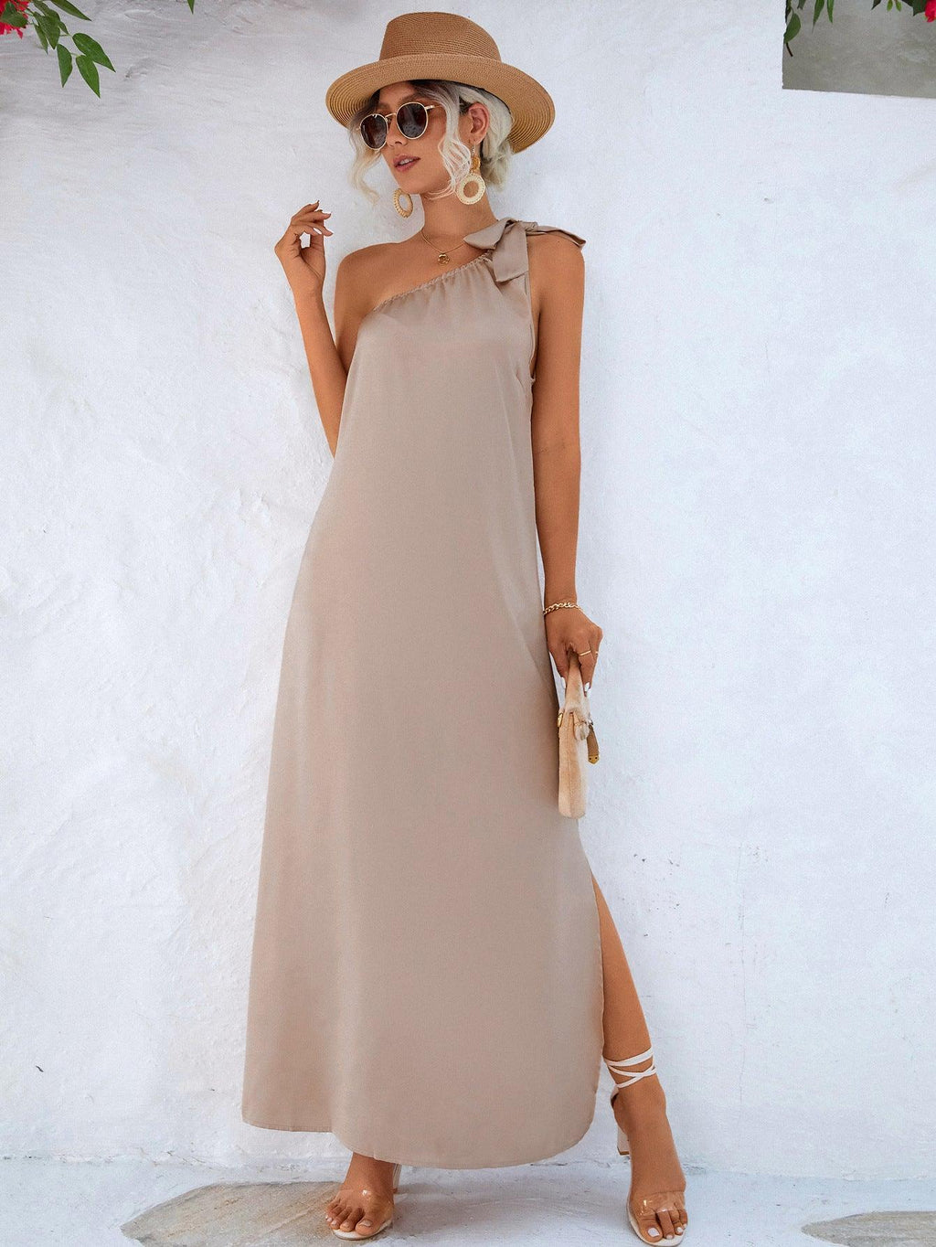 Erica Spring Summer Eaby Oblique Shoulder Tied Dresses - Vestir en Moda