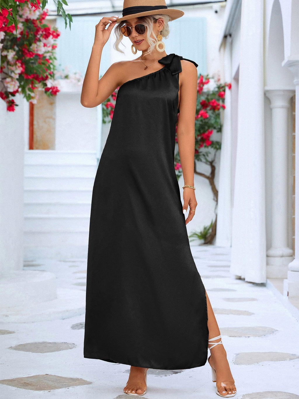 Erica Spring Summer Eaby Oblique Shoulder Tied Dresses - Vestir en Moda