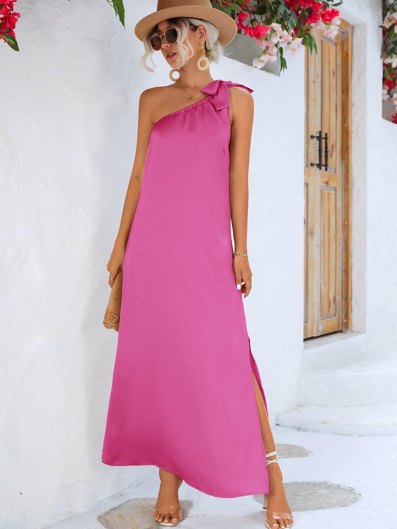 Erica Spring Summer Eaby Oblique Shoulder Tied Dresses - Vestir en Moda
