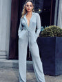 Erika Women Sexy Wide -Leg Deep Sleeve Jumpsuits - Vestir en Moda