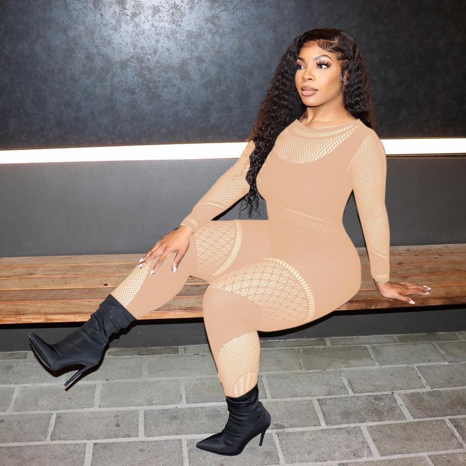 Esmeralda Winter Fashionable See through Hollow Out Jumpsuit - Vestir en Moda