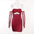 Esmerlin Sexy Long Sleeve Drill Chain Hollow Out Cutout Sheath Dresses - Vestir en Moda