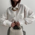 Esther Niche Elegant Loose Long Sleeve Design White Shirt - Vestir en Moda