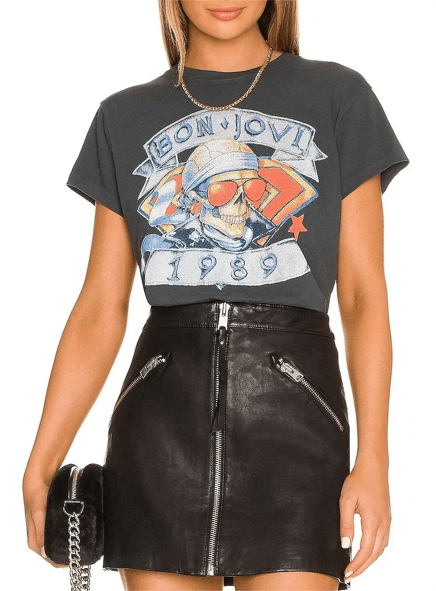 Eva Graphic Print Gray Women Short Sleeve Tees - Vestir en Moda