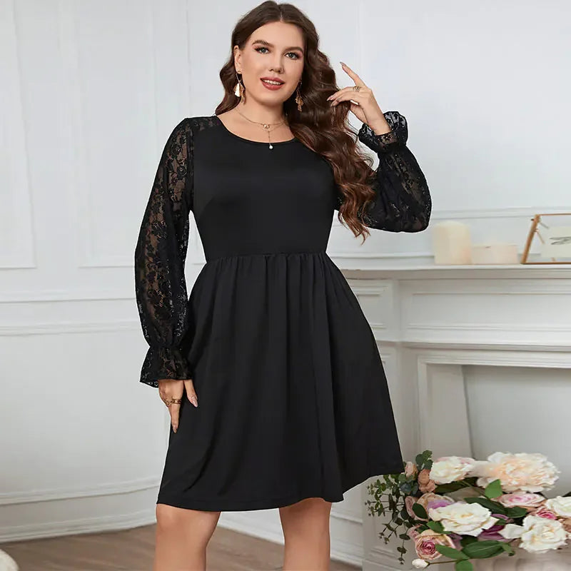 Plus Size Long Sleeve Sexy Autumn Dress