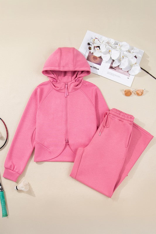 Martina Solid Zip Up Two Piece Sets